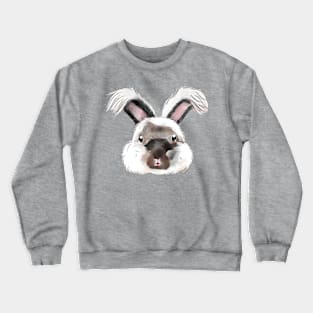 White Anggora Head Rabbit _ Bunniesmee Crewneck Sweatshirt